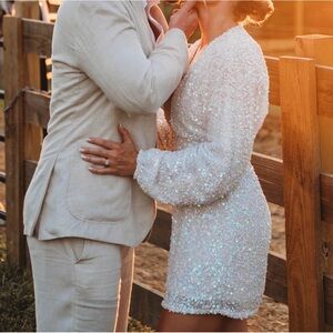 Show me your Mumu Kidman mini dress in white sparkle